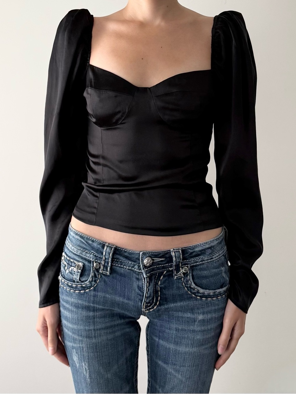 Reformation black 100% silk sweetheart blouse